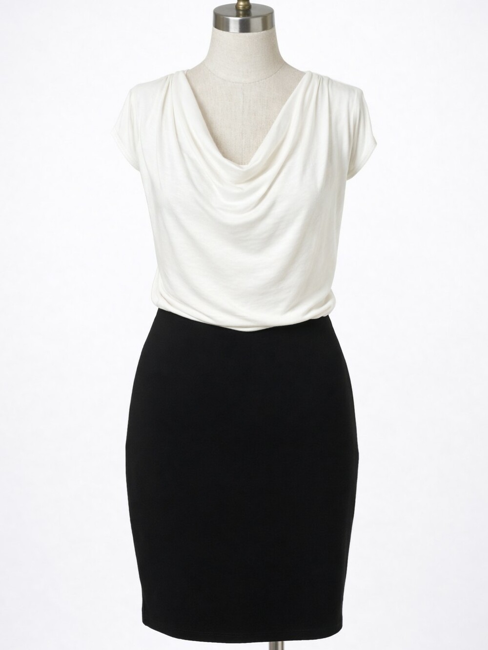 MASON | Michelle Mason Reversible Draped Neck Dress Leather Silk Racerback MED